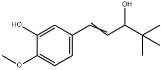 2-メトキシ-5-(3-ヒドロキシ-4,4-ジメチル-1-ペンテニル)フェノール 化学構造式