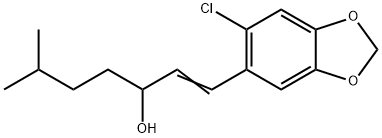 1-(2-クロロ-4,5-メチレンジオキシフェニル)-6-メチル-1-ヘプテン-3-オール 化学構造式