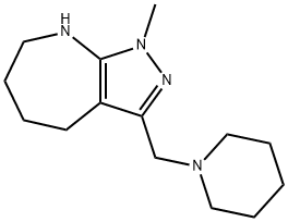 Pyrazolo[3,4-b]azepine, 1,4,5,6,7,8-hexahydro-1-methyl-3-(1-piperidinylmethyl)- (9CI),583810-87-1,结构式