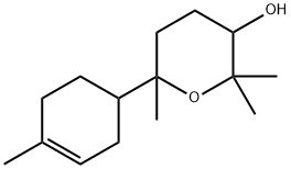 テトラヒドロ-2,2,6-トリメチル-6-(4-メチル-3-シクロヘキセン-1-イル)-2H-ピラン-3-オール 化学構造式