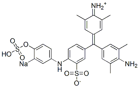 N-[4-[(4-Amino-3,5-dimethylphenyl)[4-[(4-hydroxy-3-sodiosulfophenyl)amino]-3-sulfonatophenyl]methylene]-2,6-dimethyl-2,5-cyclohexadien-1-ylidene]aminium Struktur