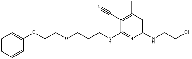 6-[(2-hydroxyethyl)amino]-4-methyl-2-[[3-(2-phenoxyethoxy)propyl]amino]nicotinonitrile Structure