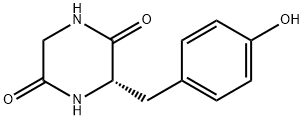 3-[(4-hydroxyphenyl)methyl]piperazine-2,5-dione Struktur