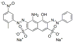disodium 4-amino-5-hydroxy-3-[(2-methyl-5-nitrophenyl)azo]-6-(phenylazo)naphthalene-2,7-disulphonate  Struktur
