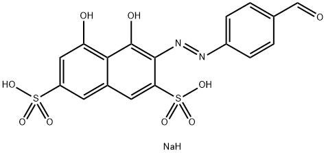 3-[(4-ホルミルフェニル)アゾ]-4,5-ジヒドロキシ-2,7-ナフタレンジスルホン酸二ナトリウム 化学構造式