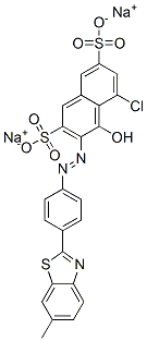 5-クロロ-4-ヒドロキシ-3-[[4-(6-メチルベンゾチアゾール-2-イル)フェニル]アゾ]-2,7-ナフタレンジスルホン酸二ナトリウム 化学構造式