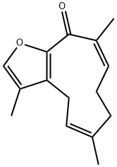 (5Z,9Z)-7,8-Dihydro-3,6,10-trimethylcyclodeca[b]furan-11(4H)-one Struktur