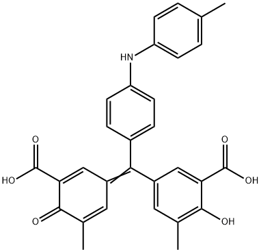 5-[(3-carboxy-5-methyl-4-oxo-2,5-cyclohexadien-1-ylidene)[4-[(4-tolyl)amino]phenyl]methyl]-3-methylsalicylic acid  Struktur