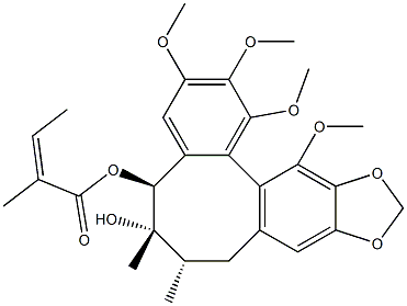 2-BUTENOIC ACID, 2-METHYL-, (5S,6S,7S,13AS)-5,6,7,13A-TETRAHYDRO-6-HYDROXY-1,2,3,13-TETRAMETHOXY-6,7-DIMETHYLBENZO[3,4]CYCLOOCTA[1,2-F][1,3]BENZODIOXOL-5-YL ESTER, (2Z)- Structure