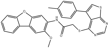 Acetamide, N-(2-methoxy-3-dibenzofuranyl)-2-[[5-(4-methylphenyl)thieno[2,3-d]pyrimidin-4-yl]thio]- (9CI) Struktur