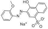 4-ヒドロキシ-3-[(2-メトキシフェニル)アゾ]-1-ナフタレンスルホン酸ナトリウム 化学構造式