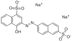 4-ヒドロキシ-3-[(6-ソジオスルホ-2-ナフタレニル)アゾ]-1-ナフタレンスルホン酸ナトリウム 化学構造式