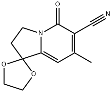 7'-METHYL-5'-OXO-3',5'-DIHYDRO-2'H-SPIRO[[1,3]DIOXOLANE-2,1'-INDOLIZINE]-6'-CARBONITRILE 化学構造式