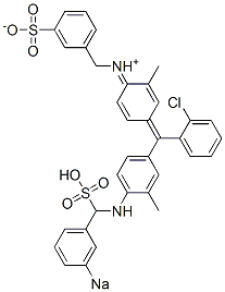 N-[4-[(2-Chlorophenyl)[3-methyl-4-[(3-sodiosulfobenzyl)amino]phenyl]methylene]-2-methyl-2,5-cyclohexadien-1-ylidene]-3-sulfonatobenzenemethanaminium Structure