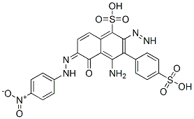 (6Z)-4-amino-6-[(4-nitrophenyl)hydrazinylidene]-5-oxo-3-(4-sulfophenyl)diazenyl-naphthalene-1-sulfonic acid Structure