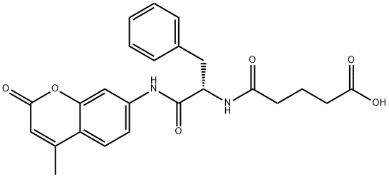 5-[[(S)-2-[(4-メチル-2-オキソ-2H-1-ベンゾピラン-7-イル)アミノ]-2-オキソ-1-ベンジルエチル]アミノ]-5-オキソ吉草酸 化学構造式