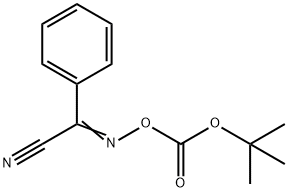 2-(tert-ブトキシカルボニルオキシイミノ)-2-フェニルアセトニトリル 化学構造式