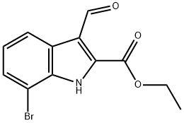 1H-INDOLE-2-CARBOXYLIC ACID,7-BROMO-3-FORMYL-,ETHYL ESTER Structure
