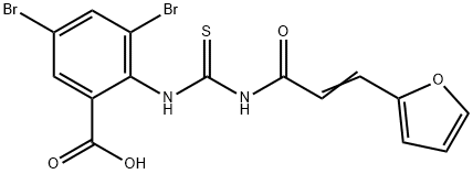 3,5-DIBROMO-2-[[[[3-(2-FURANYL)-1-OXO-2-PROPENYL]AMINO]THIOXOMETHYL]AMINO]-BENZOIC ACID,586392-09-8,结构式