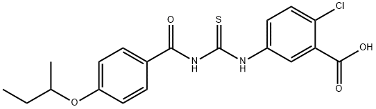2-CHLORO-5-[[[[4-(1-METHYLPROPOXY)BENZOYL]AMINO]THIOXOMETHYL]AMINO]-BENZOIC ACID,586392-40-7,结构式