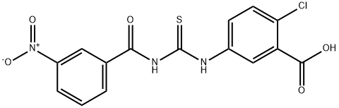 2-CHLORO-5-[[[(3-NITROBENZOYL)AMINO]THIOXOMETHYL]AMINO]-BENZOIC ACID Structure