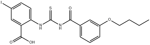 2-[[[(3-BUTOXYBENZOYL)AMINO]THIOXOMETHYL]AMINO]-5-IODO-BENZOIC ACID Struktur