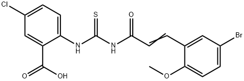 2-[[[[3-(5-BROMO-2-METHOXYPHENYL)-1-OXO-2-PROPENYL]AMINO]THIOXOMETHYL]AMINO]-5-CHLORO-BENZOIC ACID,586394-17-4,结构式