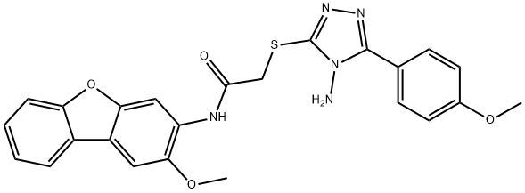 Acetamide, 2-[[4-amino-5-(4-methoxyphenyl)-4H-1,2,4-triazol-3-yl]thio]-N-(2-methoxy-3-dibenzofuranyl)- (9CI) Struktur