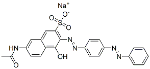 7-Acetylamino-4-hydroxy-3-[[4-(phenylazo)phenyl]azo]naphthalene-2-sulfonic acid sodium salt Struktur
