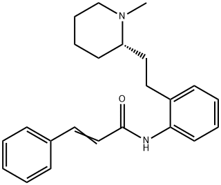 (E)-N-[2-[2-[(2S)-1-methyl-2-piperidyl]ethyl]phenyl]-3-phenyl-prop-2-e namide Struktur