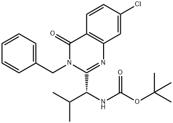(R)-TERT-BUTYL 1-(3-BENZYL-7-CHLORO-4-OXO-3,4-DIHYDROQUINAZOLIN-2-YL)-2-METHYLPROPYLCARBAMATE,587881-33-2,结构式