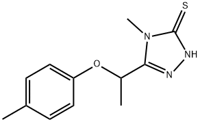 4-メチル-5-[1-(4-メチルフェノキシ)エチル]-4H-1,2,4-トリアゾール-3-チオール 化学構造式