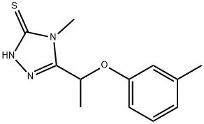 4-メチル-5-[1-(3-メチルフェノキシ)エチル]-4H-1,2,4-トリアゾール-3-チオール 化学構造式