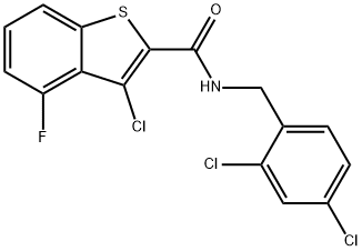 Benzo[b]thiophene-2-carboxamide, 3-chloro-N-[(2,4-dichlorophenyl)methyl]-4-fluoro- (9CI),588673-77-2,结构式