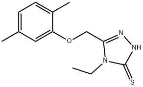 5-(2,5-二甲基-苯氧基甲基)-4-乙基-4H-[1,2,4]三唑-3-硫醇,588673-86-3,结构式