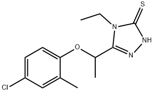 5-[1-(4-クロロ-2-メチルフェノキシ)エチル]-4-エチル-4H-1,2,4-トリアゾール-3-チオール 化学構造式