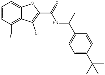 Benzo[b]thiophene-2-carboxamide, 3-chloro-N-[1-[4-(1,1-dimethylethyl)phenyl]ethyl]-4-fluoro- (9CI),588674-59-3,结构式