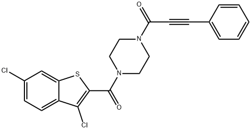 Piperazine, 1-[(3,6-dichlorobenzo[b]thien-2-yl)carbonyl]-4-(1-oxo-3-phenyl-2-propynyl)- (9CI) Structure