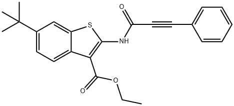 Benzo[b]thiophene-3-carboxylic acid, 6-(1,1-dimethylethyl)-2-[(1-oxo-3-phenyl-2-propynyl)amino]-, ethyl ester (9CI) Structure