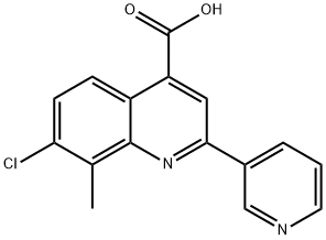 7-クロロ-8-メチル-2-ピリジン-3-イルキノリン-4-カルボン酸 化学構造式