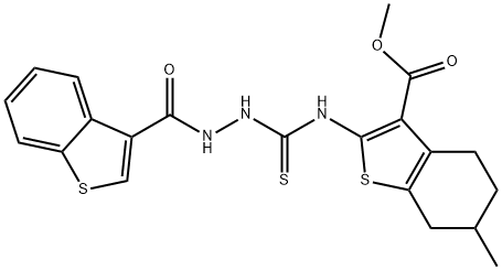 Benzo[b]thiophene-3-carboxylic acid, 2-[[[2-(benzo[b]thien-3-ylcarbonyl)hydrazino]thioxomethyl]amino]-4,5,6,7-tetrahydro-6-methyl-, methyl ester (9CI) Structure
