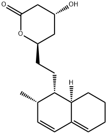 6-[2-(1,2,6,7,8,8a-ヘキサヒドロ-2-メチルナフタレン-1-イル)エチル]テトラヒドロ-4-ヒドロキシ-2H-ピラン-2-オン 化学構造式