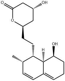 6β-[2-[[(1S)-1,2,6,7,8,8aβ-ヘキサヒドロ-8α-ヒドロキシ-2β-メチルナフタレン]-1β-イル]エチル]テトラヒドロ-4α-ヒドロキシ-2H-ピラン-2-オン 化学構造式