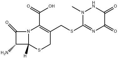 (6R-trans)-7-amino-8-oxo-3-[[(1,2,5,6-tetrahydro-2-methyl-5,6-dioxo-1,2,4-triazin-3-yl)thio]methyl]-5-thia-1-azabicyclo[4.2.0]oct-2-ene-2-carboxylic acid Struktur