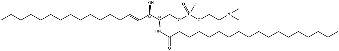 N-STEAROYL-D-ERYTHRO-SPHINGOSYLPHOSPHORYLCHOLINE;18:0 SM (D18:1/18:0), 58909-84-5, 结构式