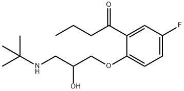 2'-[3-(tert-butylamino)-2-hydroxypropoxy]-5'-fluorobutyrophenone Struktur