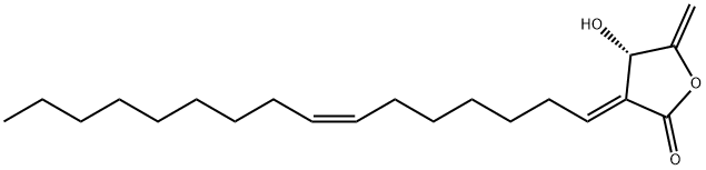 (S)-3-[(1E,7Z)-ヘキサデカン-7-エニリデン]-4,5-ジヒドロ-4-ヒドロキシ-5-メチレンフラン-2(3H)-オン 化学構造式