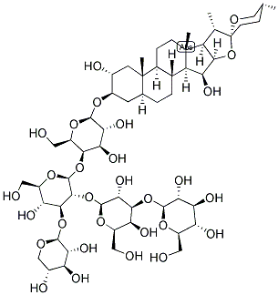 (14β,17R,20S)-3β-[(6-デオキシ-3-O-メチル-D-ガラクトピラノシル)オキシ]-12α,20-エポキシプレグナ-5-エン-11,15-ジオン 化学構造式
