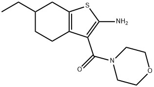 6-エチル-3-(モルホリン-4-イルカルボニル)-4,5,6,7-テトラヒドロ-1-ベンゾチオフェン-2-アミン 化学構造式
