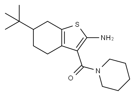 6-TERT-BUTYL-3-(PIPERIDIN-1-YLCARBONYL)-4,5,6,7-TETRAHYDRO-1-BENZOTHIEN-2-YLAMINE,590353-65-4,结构式